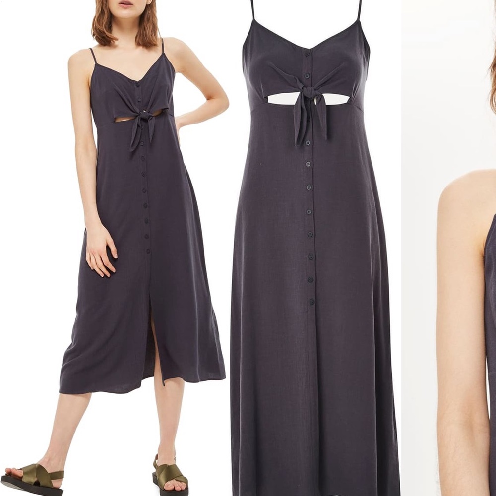 topshop // knot front slip dress